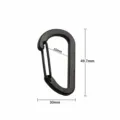 Vista detallada del mosquetón plano de aleación de aluminio negro con medidas y peso. - Talla 5