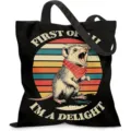 Retro black canvas tote bag featuring funny screaming opossum and humor slogan print - Funny Opossum Illustration (jiayingstd357) / 34x39cm