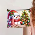 Detailansicht der Kosmetiktasche aus Polyester mit Weihnachts-Schneemann-Aufdruck - Schneemann Weihnachtsbaum Stil (jiayingpbb0844)
