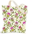 Detailed view of hand-drawn pickle and jar print on cream white canvas tote bag - Fresh Pickles Pattern (jiayingstd359) / 34x39cm