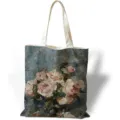 Dettaglio della stampa a olio vintage con rose su una borsa tote in tela. - Rose Rosa e Bianche (jiayingstd324) / 34x39