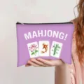 Paarse polyester tas met Mahjong-print voor schrijfwaren en cosmetica-artikelen - Paars (Mahjong! Bloemig)