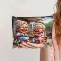 Canvas make-uptasje met schattige cartoon oma-print voor reisopslag en dagelijks - Buiten Afternoon Tea Genieten Stijl (jiayingpbb0718)