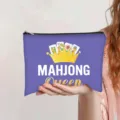 Detail van een paarse polyester cosmetische tas met een Mahjong Queen print ontwerp - Paars (Mahjong Queen)