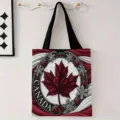 Bolso tote de lona de gama alta con diseño artístico de hoja de arce de Canadá rojo. - Hoja de Arce de Canadá (jiayingstd383) / 34*39cm