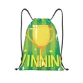 Durable green football drawstring backpack featuring golden trophy and WINNING sports design. - Champion Gold Trophy Style (jiayingskd114) / 34x41cm