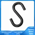 Heavy duty black S hook solid metal hanging hook for camping hammock and home organization - Black
