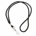 Cordino nero intrecciato per collo con gancio in metallo per badge fischietto dettaglio - Cordino con chiusura a goccia / Nero