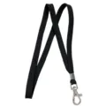 Laccetto da collo nero in nylon con gancio metallico per porta badge ID cellulare fischietto - Cordino con chiusura a cucciolo / Nero