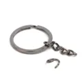 Llavero plano negro de 30mm con cadena corta, accesorio de metal duradero para bolsos. - Anillo Plano + Cadena de 4 Eslabones + Anilla / Gris metalizado