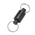 Aluminum magnetic quick release keychain with split rings, strong neodymium magnet holder. - Black