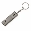 Stainless steel double tube survival whistle keychain, EDC outdoor tool in gunmetal grey color - Light Gray