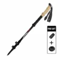 Carbon fiber trekking pole detail showing adjustable 3-section design and comfortable grip. - Black