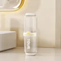 Portable travel toothbrush cup set in creamy white, transparent split design 2pcs - Double Layer / Beige