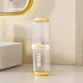 Portable travel toothbrush cup, 4-in-1 transparent clear washing mug set for family trips. - Double Layer / Orange