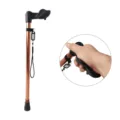 Adjustable trekking pole with ergonomic handle, lightweight metal hiking cane for outdoor sports. - Tan