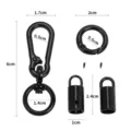 Set de accesorios de hardware para llavero de aleación de zinc para exteriores y mosquetón. - Juego de hebillas de cinco secciones / Negro