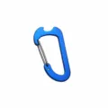 Blue aluminum alloy carabiner with wire gate and bottle opener for outdoor camping and keys. - Blue