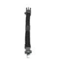 Black paracord survival bracelet detail showing length, width, and included fish hook. - Fish Hook Style / Black