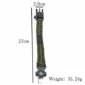 Outdoor tactical survival paracord bracelet with compass and knife for cycling and camping 27cm - Army Green