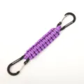 Outdoor paracord keychain with dual black carabiners handmade woven pendant multi-color options - Purple