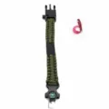 Outdoor survival paracord bracelet with compass, blade, and fishing hook accessories. - Fish Hook Style / Army Green