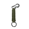 Outdoor paracord keychain with multi-functional bottle opener and black metal carabiner clip. - Army Green