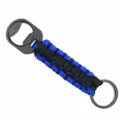 Durable Paracord Survival Keychain Bottle Opener Outdoor EDC Black and Blue Tool - Black+Royal Blue