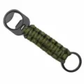 Outdoor survival paracord keychain with metal bottle opener and keyring in military green. - Army Green