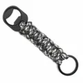 White Camo Paracord Keychain Bottle Opener Survival Outdoor Gear EDC Tool Ring - Black and White Camouflage