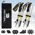 Set di bastoncini da trekking pieghevoli in alluminio leggero per escursionismo all'aperto. - giallo limone