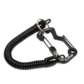 Multifunctional spring anti-lost lanyard with carabiner, black plastic coil tether for fishing. - Black
