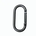 Gunmetal oval carabiner detail shot, 6.26cm length with heavy duty spring snap design. - Gunmetal