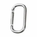Oval aluminum alloy carabiner snap hook, 6.2x3.2cm heavy duty spring clip for outdoor hiking. - Silver