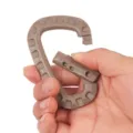 Size 8 D-shaped plastic carabiner tactical hook outdoor camping portable gear main display view. - Khaki