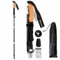 Namkabaw 3K Carbon Fiber Folding Trekking Pole Lightweight Outdoor Hiking Stick Bag - 113-133cm / Black