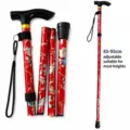 Verstellbarer Klappstock für Senioren mit rotem Blumenmuster, leicht und tragbarer Wanderstab. - Rote Blume Typ 1