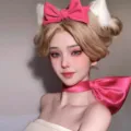Elegante conjunto de diadema con lazo de satén rosa extragrande y gargantilla a juego - Lazo Rojo Rosa