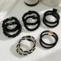 Set of durable high-elasticity black hair ties in various minimalist styles. - 1# Black Series 10-Piece Set