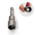 Magnetic hex socket nut driver bit for electric drill, durable metal construction, 1pc - Hex Head Drivers