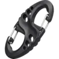 Mini S-biner plastic double carabiner clip spring hook backpack connection buckle black - Black