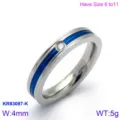 Roestvrijstalen Paar Ring Blauwe Groef Zirkonia Mode Sieraden Maat 6 tot 11 - Maat 6 / KR83087-K