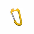 Aluminum D-shape outdoor carabiner climbing buckle with integrated bottle opener in yellow. - Gold