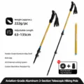 Verstellbare Trekkingstöcke aus Aluminium mit EVA-Griff und verschleißfester Spitze für Wandern. - 63-135cm / Gelb
