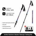 Lila 3-teiliger teleskopischer Trekkingstock, Outdoor-Wanderstock aus Aluminium. - 63-135cm / Lila