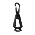 Vista dettagliata del moschettone multifunzione in plastica nera e clip per guanti outdoor. - Nero