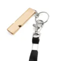 Metal survival whistle with lanyard, high frequency emergency whistle for outdoor sports and hiking. - Gold