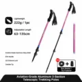 Rosa 3-segment Trekkingstock aus Aluminiumlegierung mit EVA-Griff für Outdoor-Wandern. - 63-135cm / Rosa