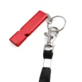 Red aluminum emergency whistle with metal keyring lanyard outdoor survival gear tool for camping - Red