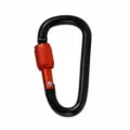 Piccolo moschettone in alluminio da 6cm con blocco, gancio portachiavi a D nero e rosso. - Nero e Arancione
